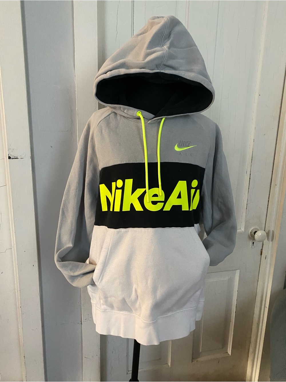 Nike Gray, White & Black Colorblock Pullover Hoodie